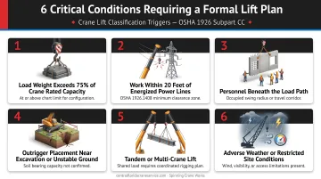Six critical lift trigger conditions requiring formal lift plan classification