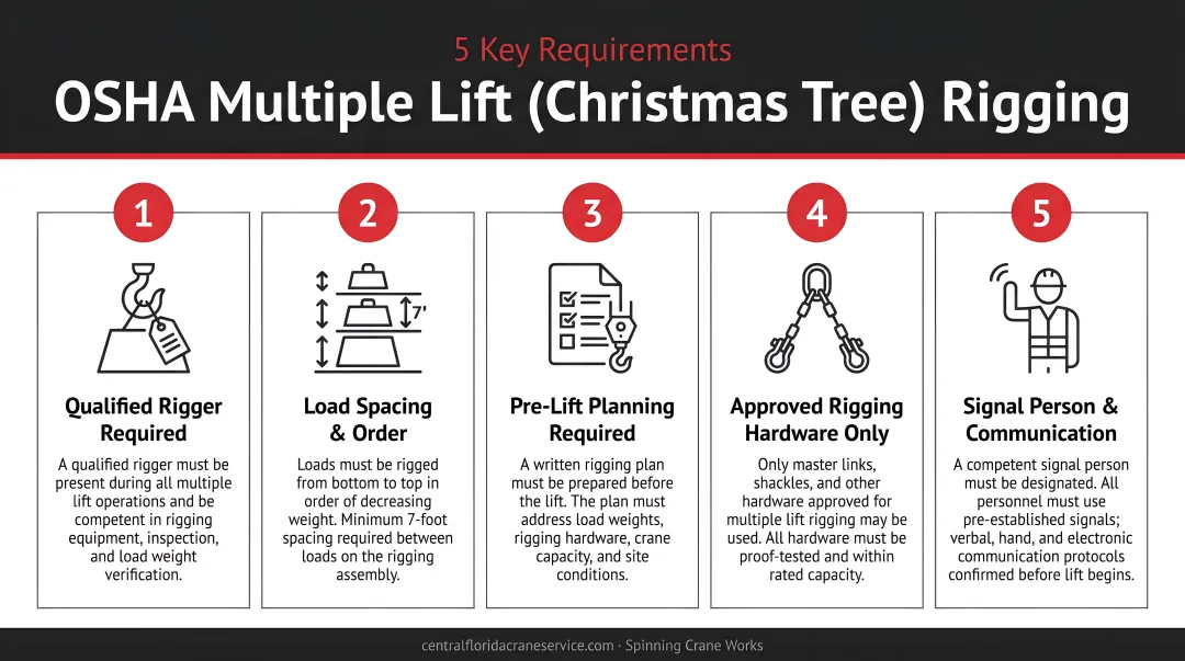 OSHA multiple lift Christmas tree rigging five key requirements procedure infographic
