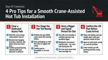 Four pro tips for smooth crane-assisted hot tub installation day checklist