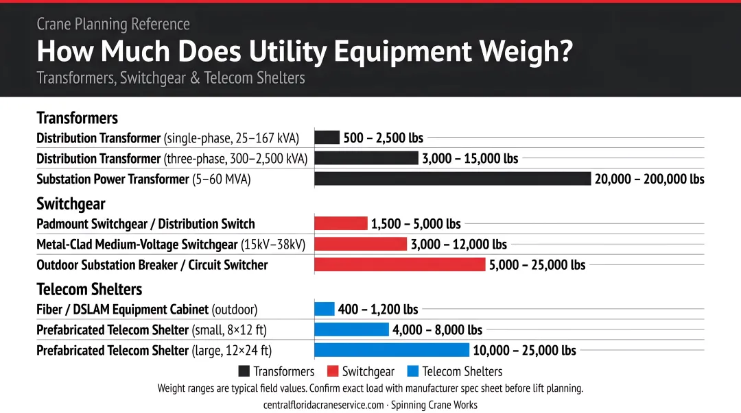 Utility equipment weight comparison chart transformers switchgear and telecom shelters