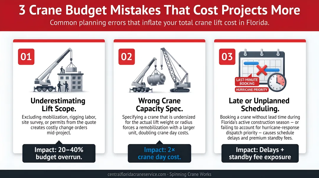 Three common crane budget mistakes and their true project cost impact explained