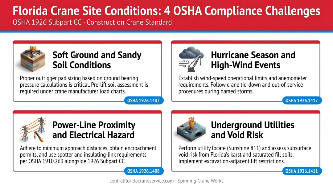 Four Florida-specific crane site condition challenges and OSHA compliance requirements