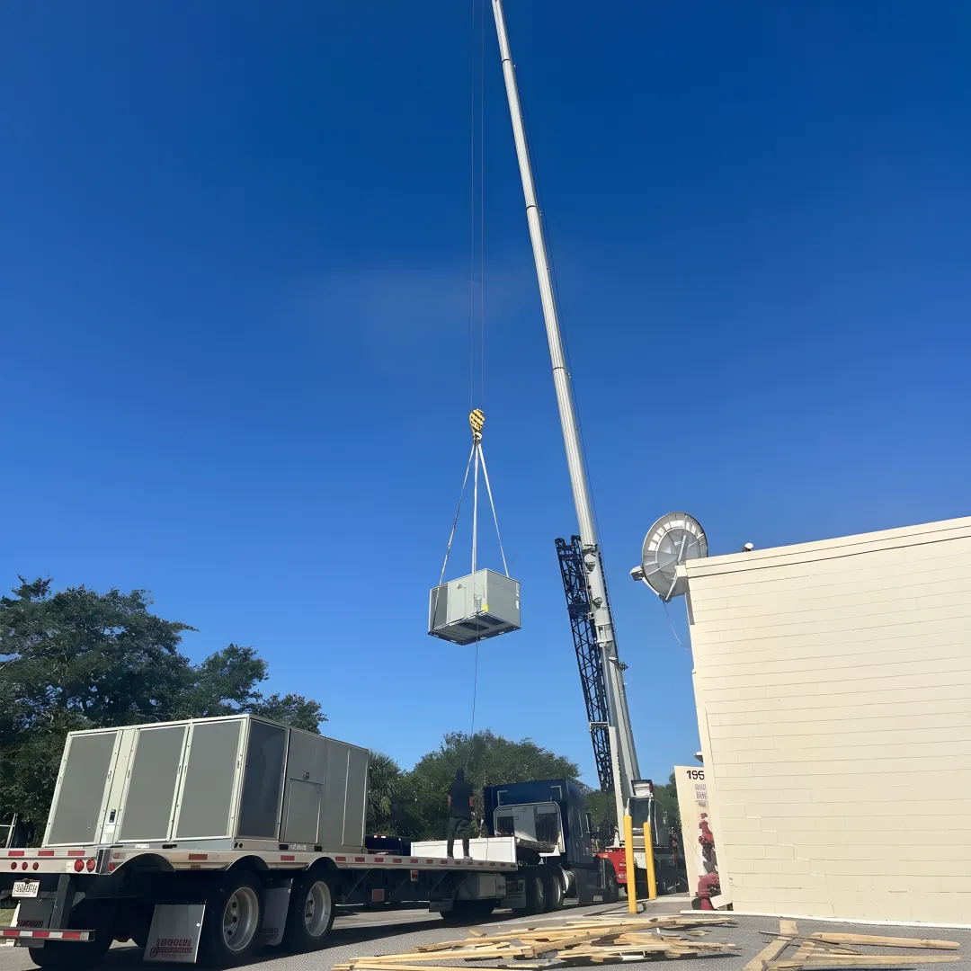 Rigging crew planning a commercial crane lift