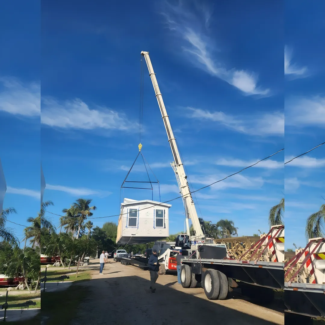 Crane lifting equipment on a Florida jobsite