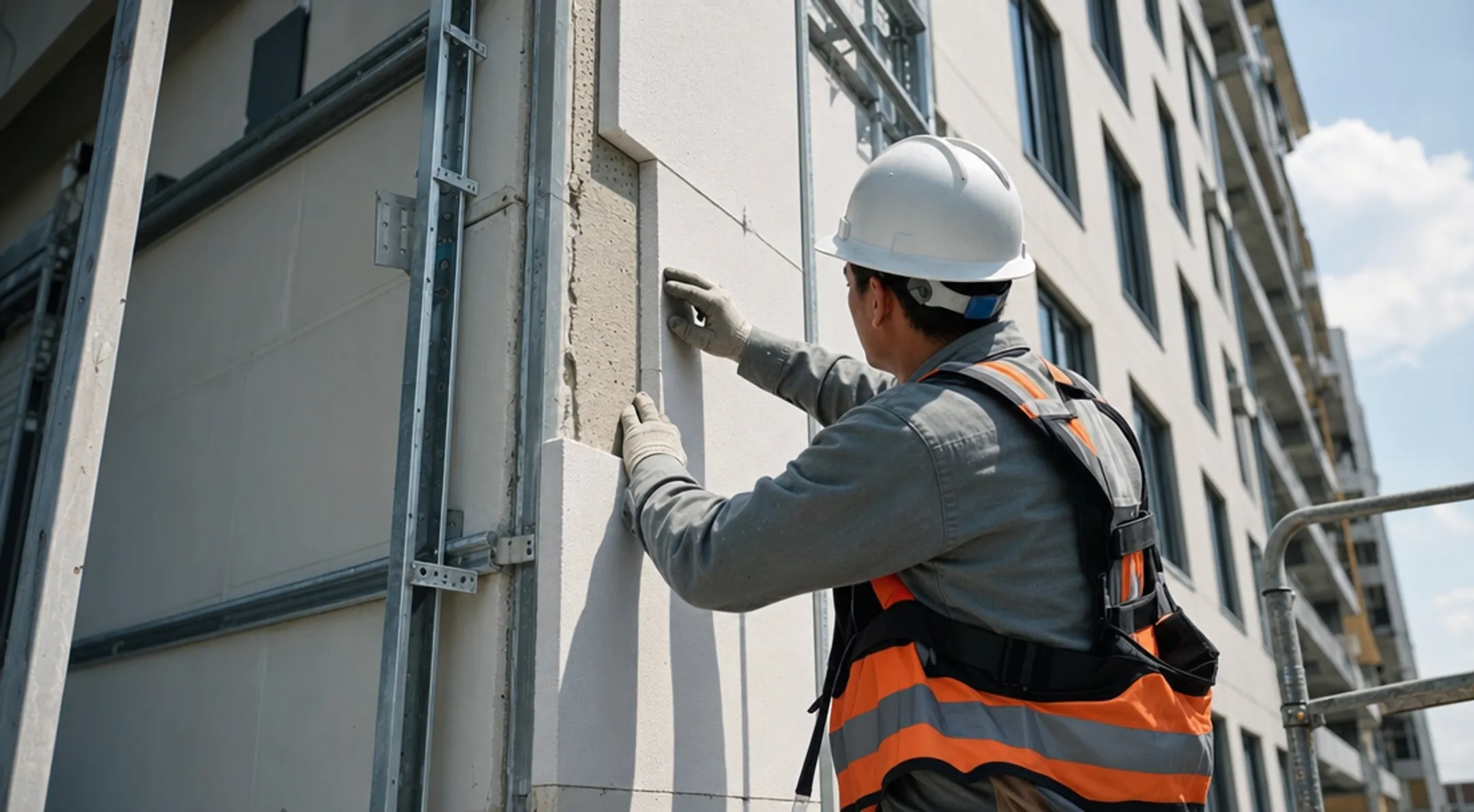 EIFS field inspection checking insulation boards and wall transitions