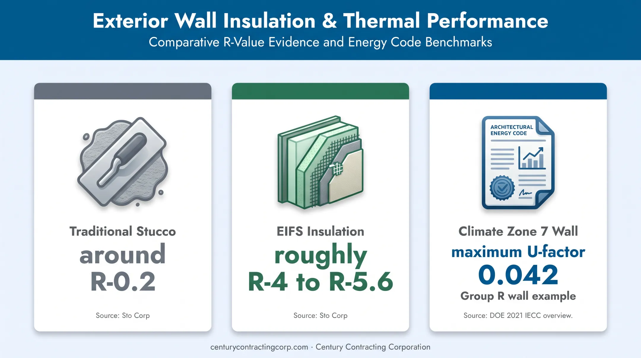 EIFS versus stucco R-value and commercial wall U-factor comparison