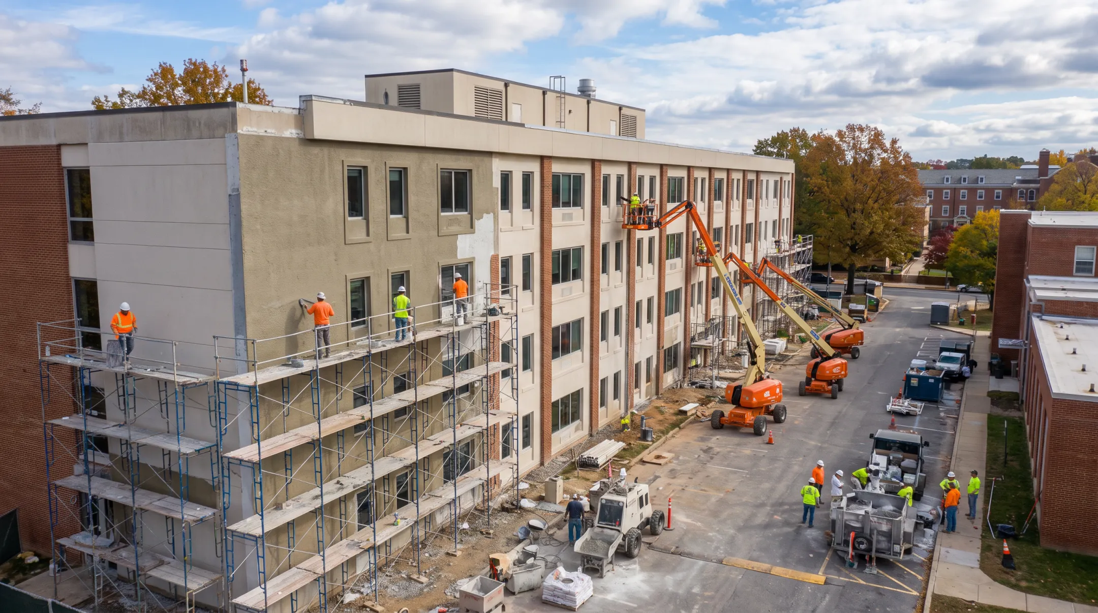 EIFS-certified commercial exterior wall contractor installation team