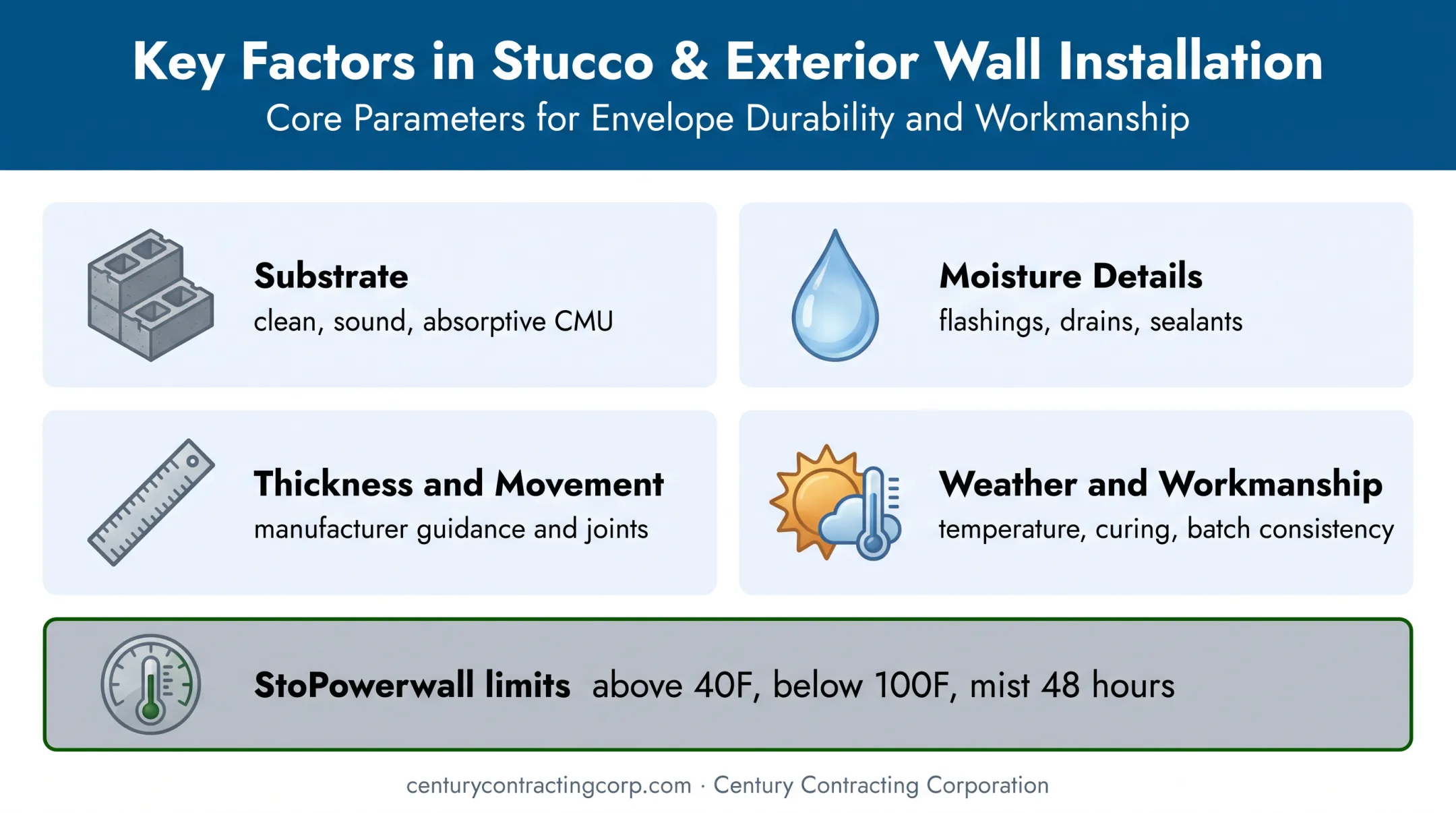Four stucco performance factors affecting moisture cracking and appearance