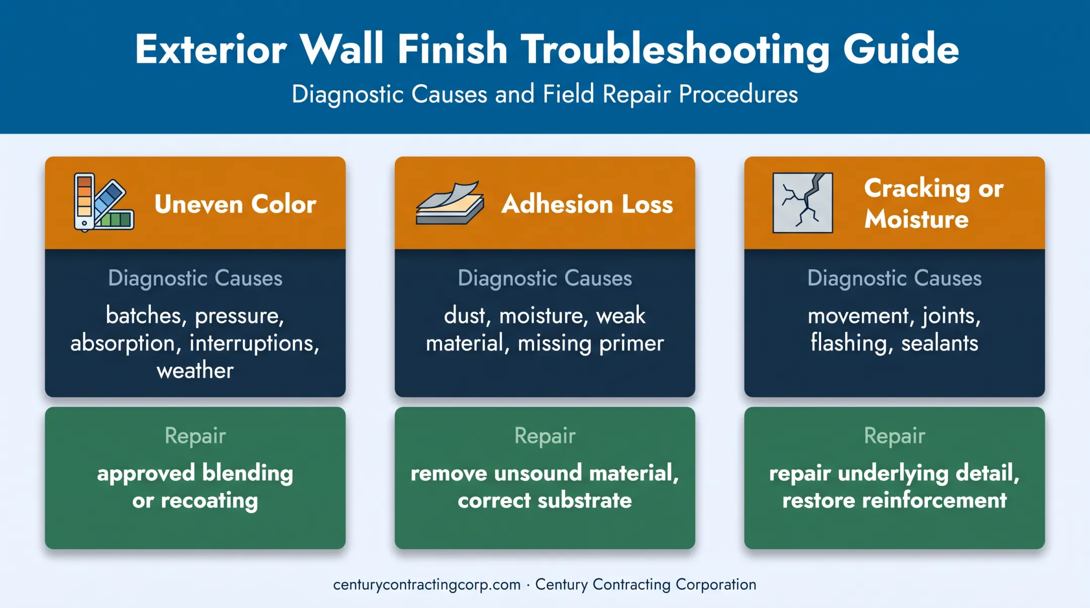 Three common acrylic stucco problems, causes, and approved repair approaches