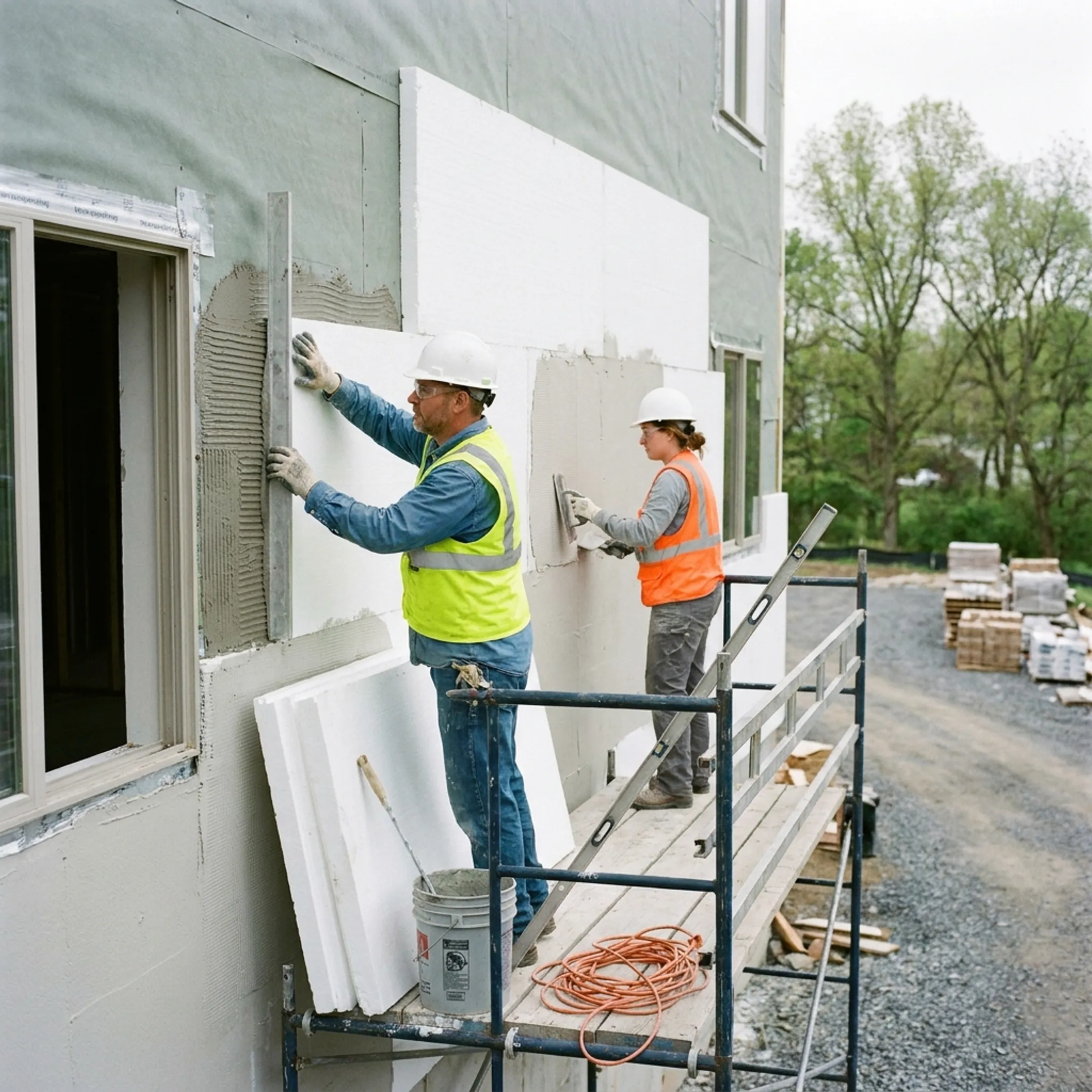 Commercial EIFS installation on a Pennsylvania building