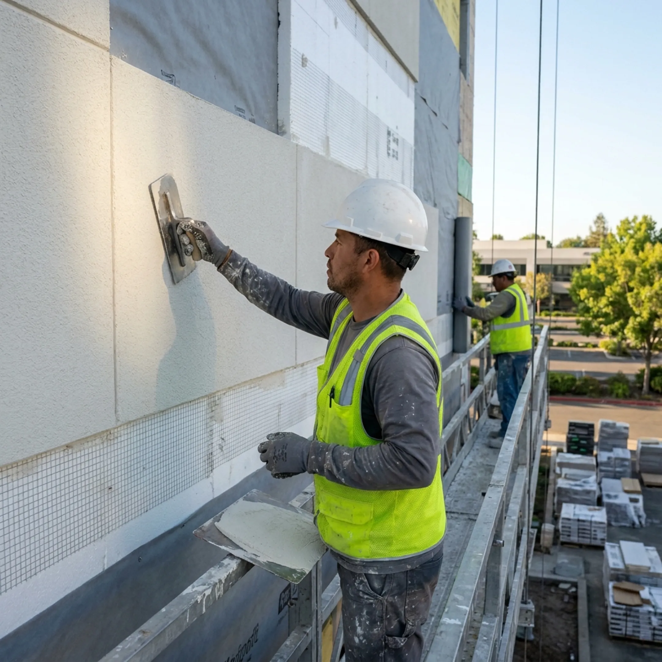 Commercial EIFS installation on a modern building in Prince William County