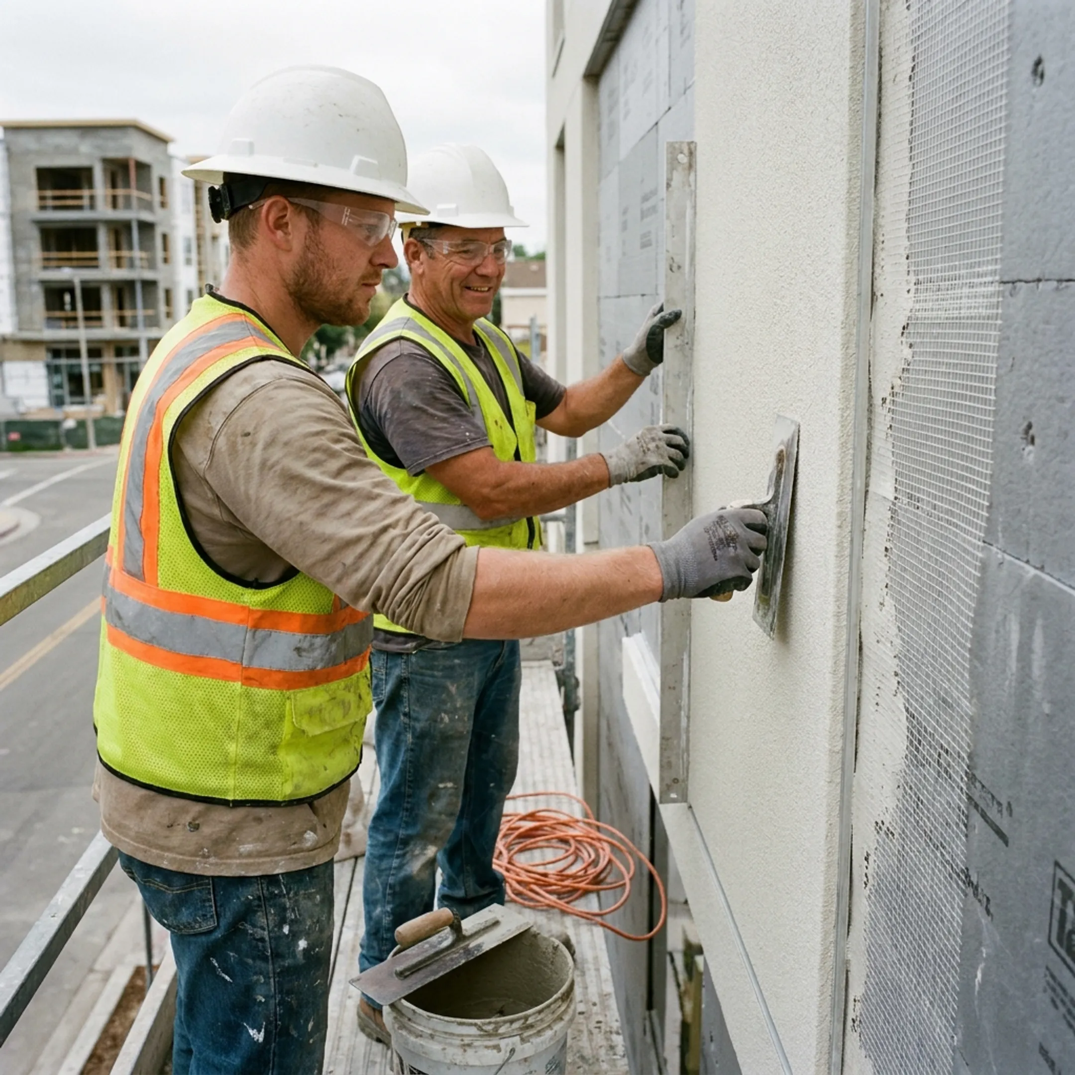 Commercial EIFS installation on a Baltimore building exterior