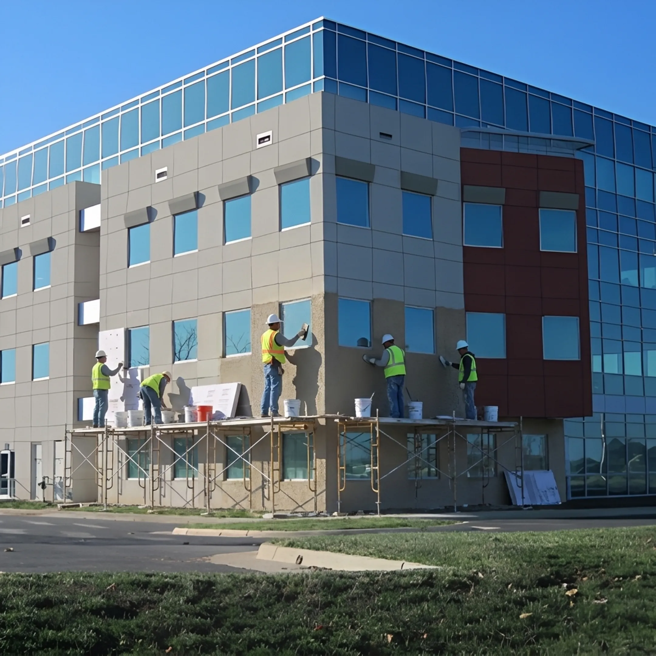Commercial EIFS installation on a building exterior in West Virginia