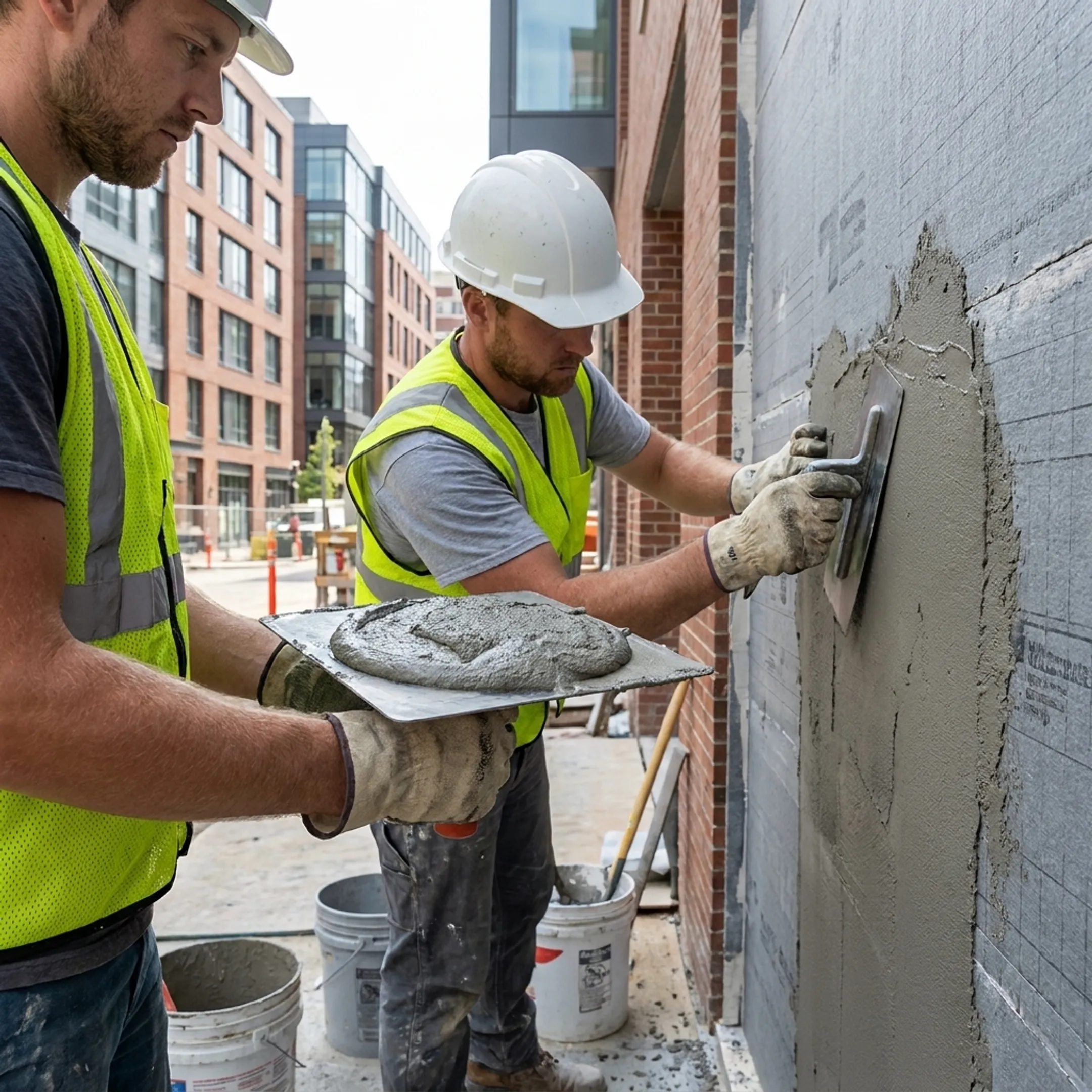 Commercial EIFS installation on a Washington DC building