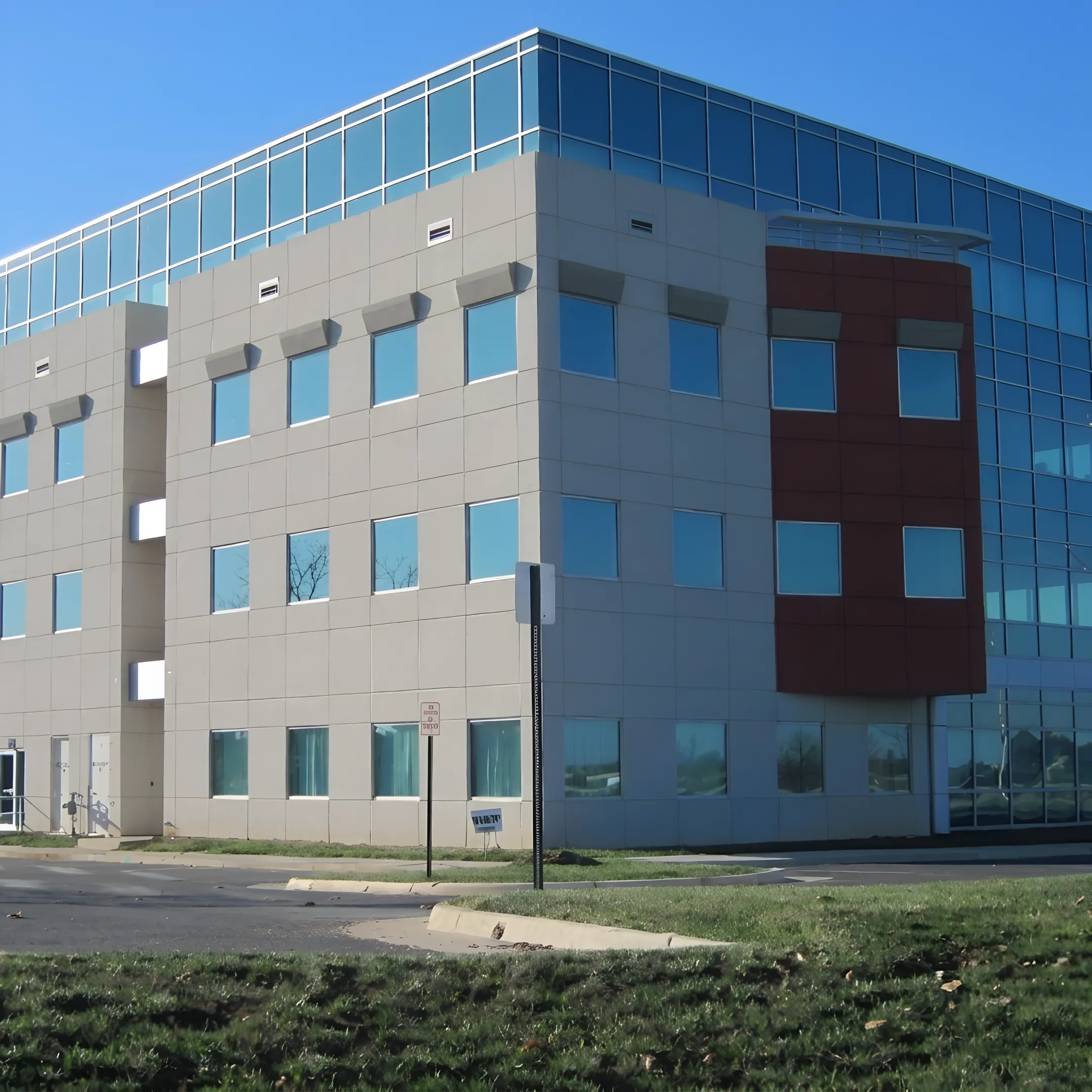 Completed EIFS exterior wall system on a commercial building