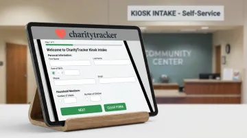 CharityTracker remote intake kiosk interface on tablet device