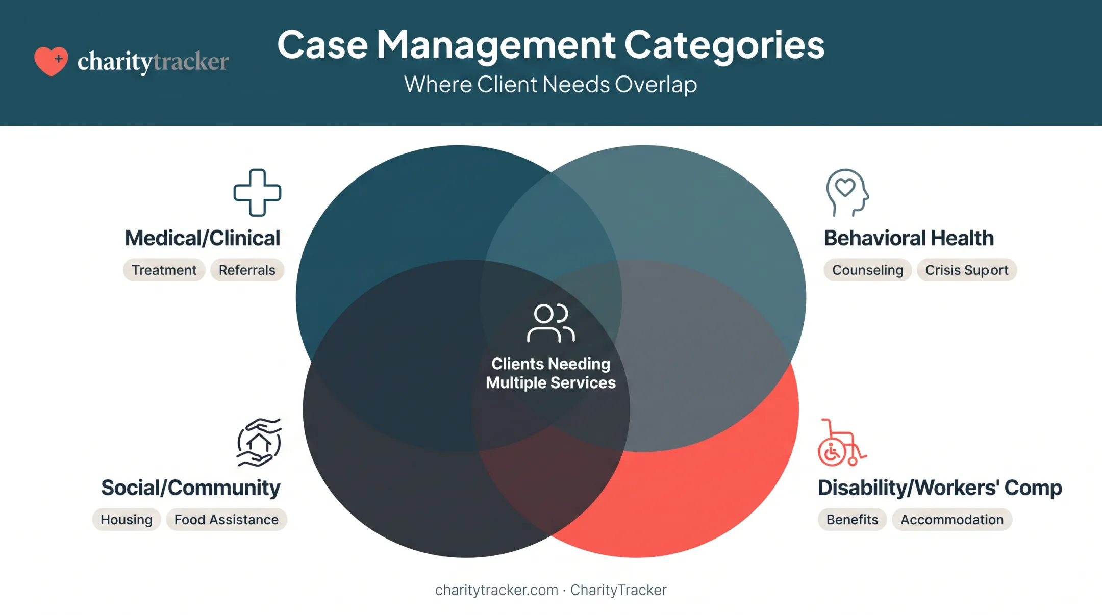 Four types of advanced case management overlapping categories chart