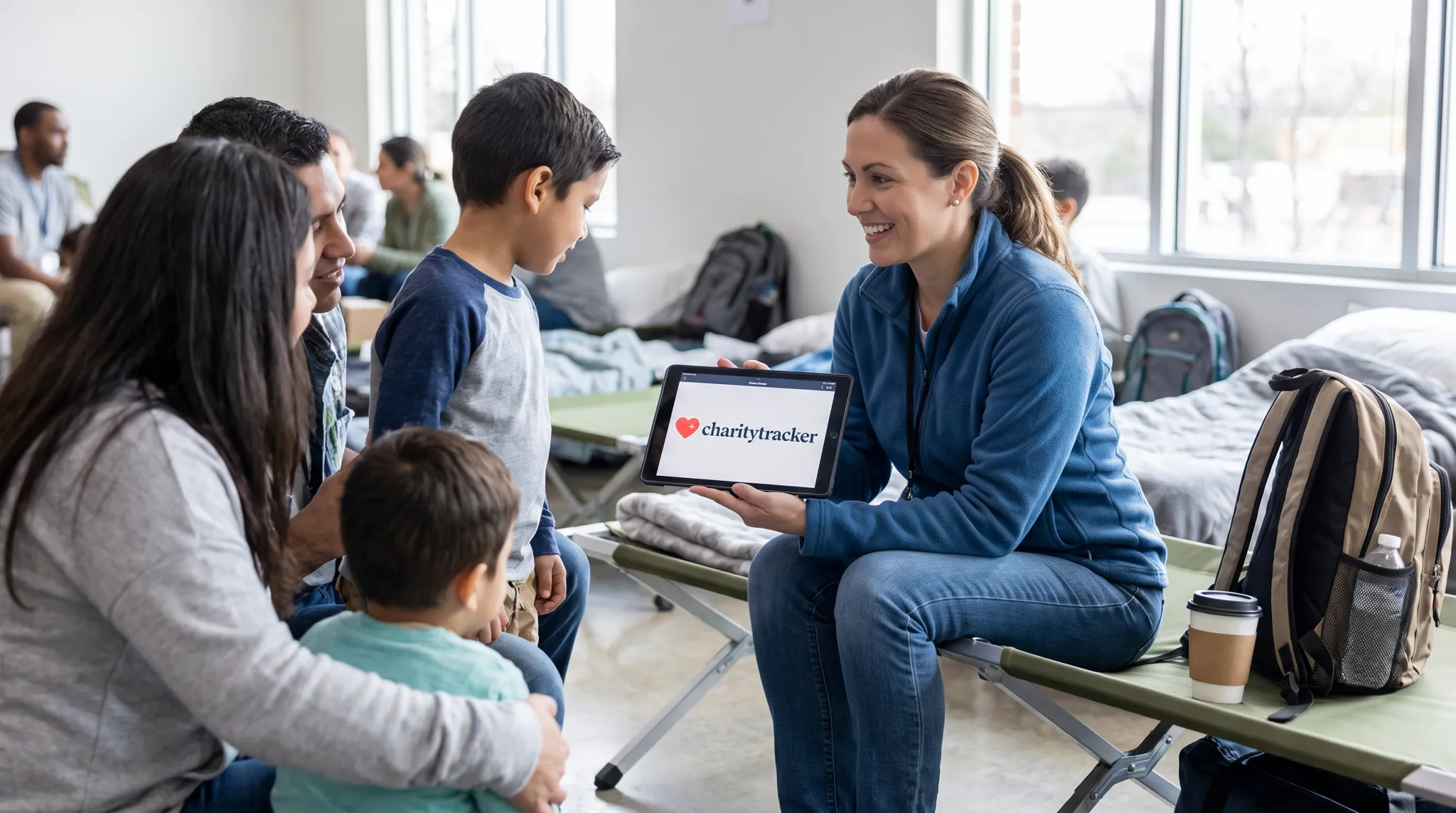Case worker accessing cloud-based outcomes software from mobile device in field
