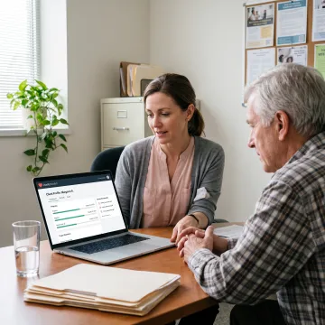 Case manager using elderly care management software