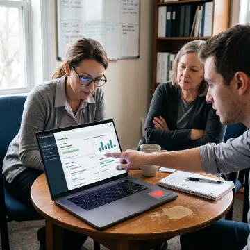 Team reviewing centralized client case records