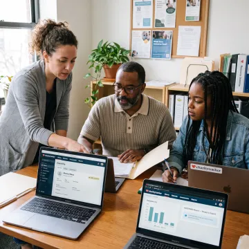 Nonprofit staff using a charity CRM