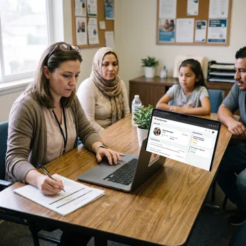 Case manager using immigrant services software