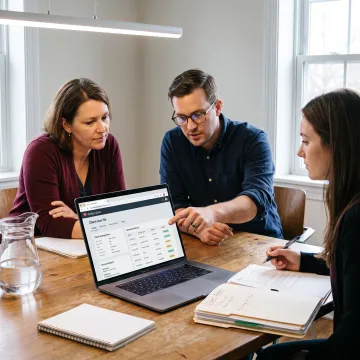 Nonprofit team coordinating housing assistance