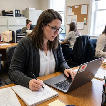 Case manager reviewing emergency assistance records