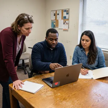 Team reviewing centralized client records