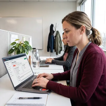 Nonprofit staff using a digital client records system