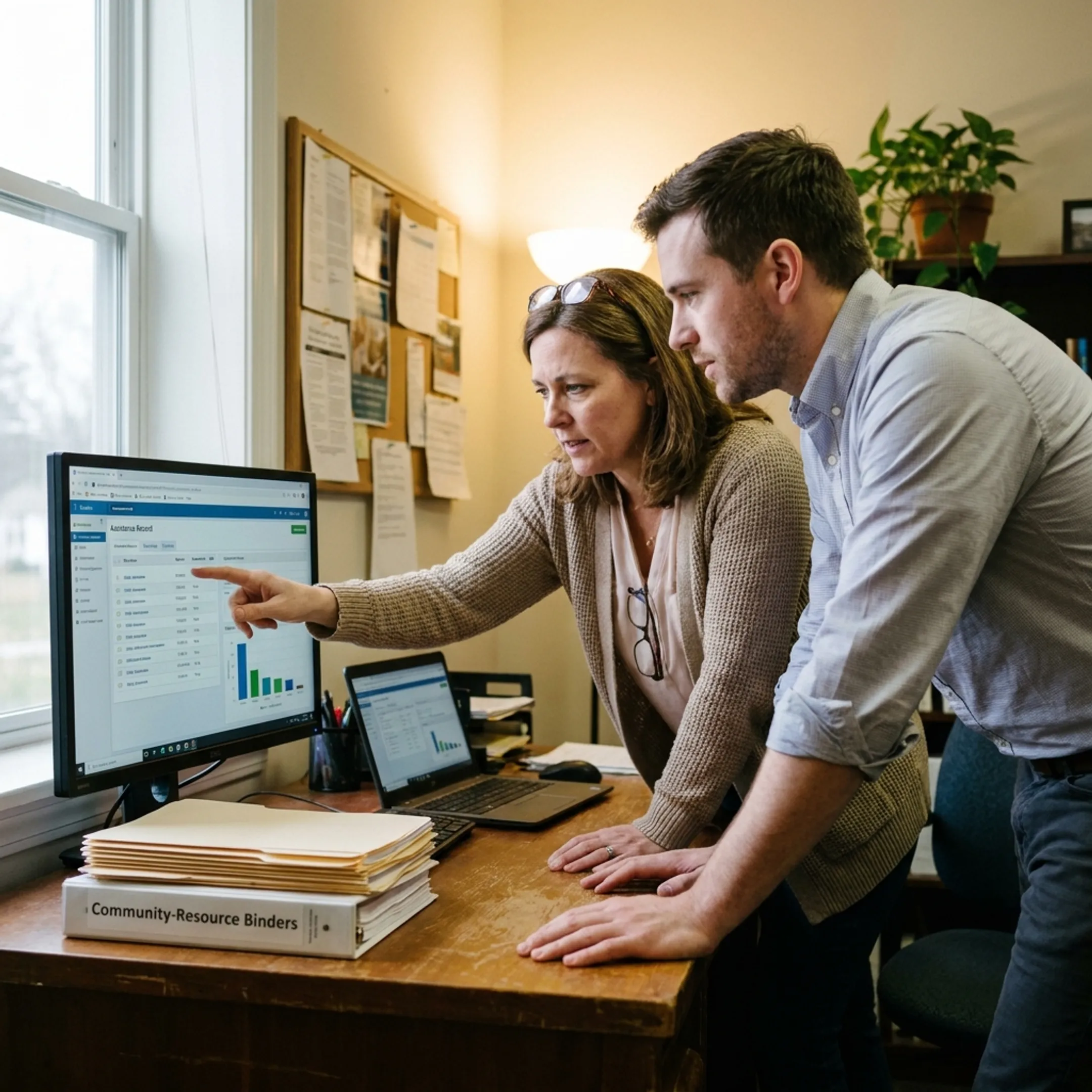Ministry staff using software to coordinate client assistance and case management