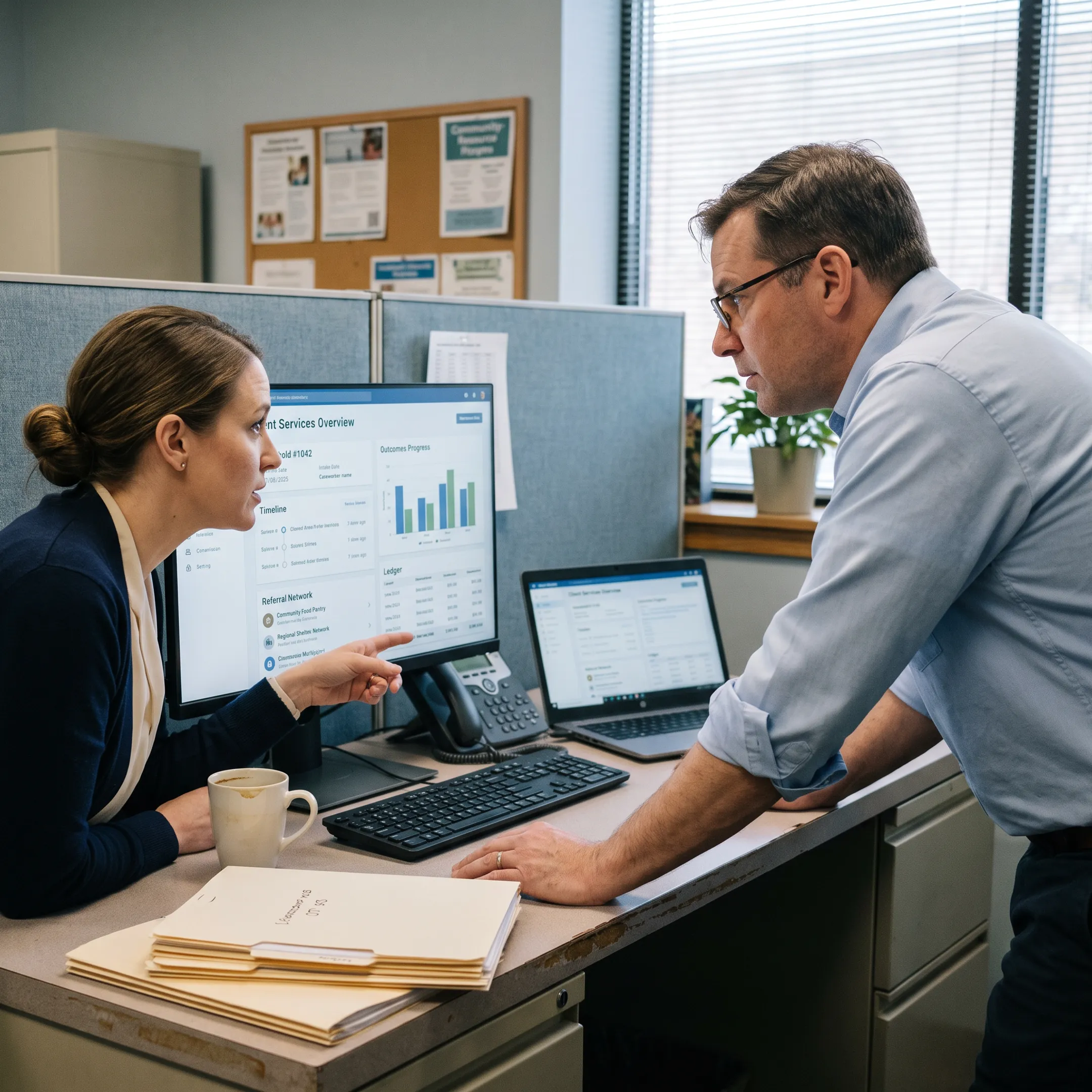 Nonprofit team coordinating client referrals through case management software