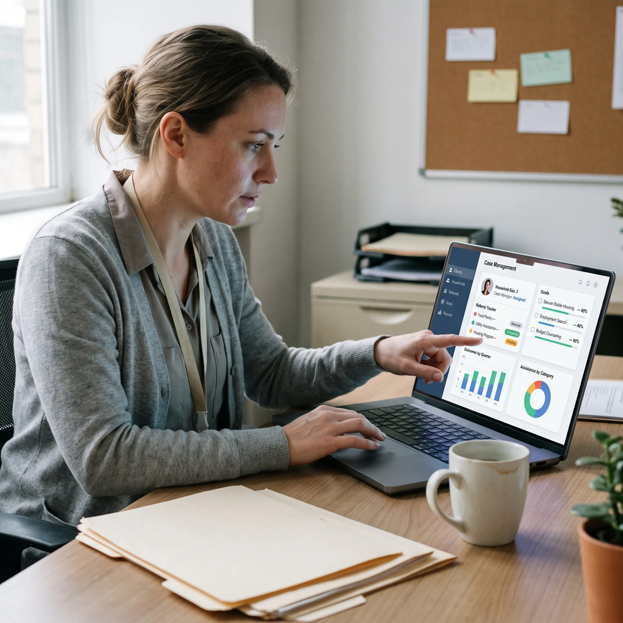 Case manager using nonprofit program management software