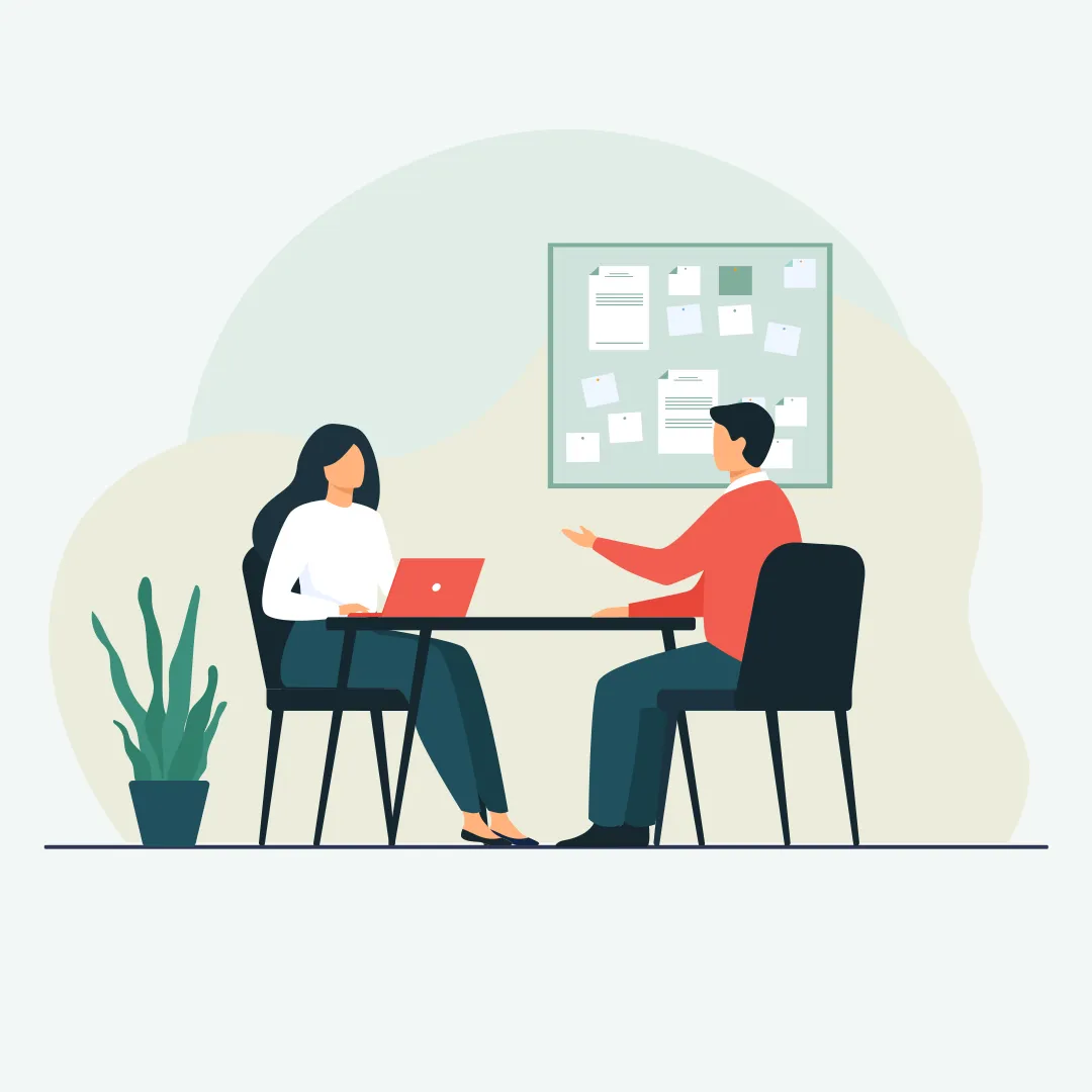 Caseworker reviewing outcome tracking dashboard
