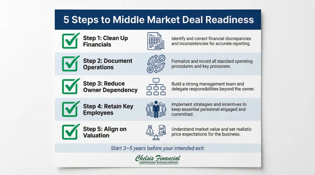 Five-step middle market business sale preparation checklist for owners