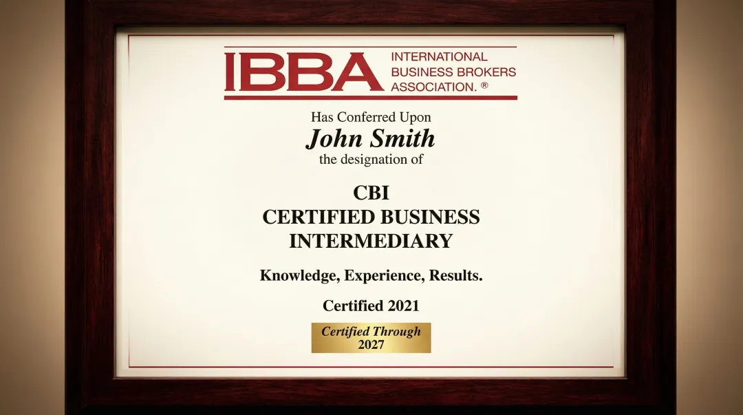 Certified Business Intermediary CBI designation certificate and IBBA professional credentials