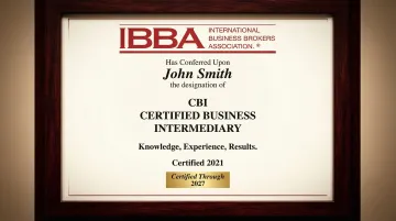 Certified Business Intermediary CBI designation certificate and IBBA professional credentials