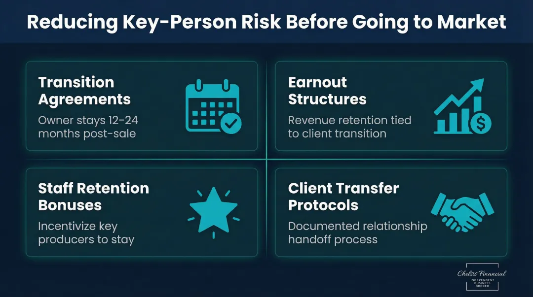 Four key-person dependency mitigation strategies to protect brokerage sale valuation