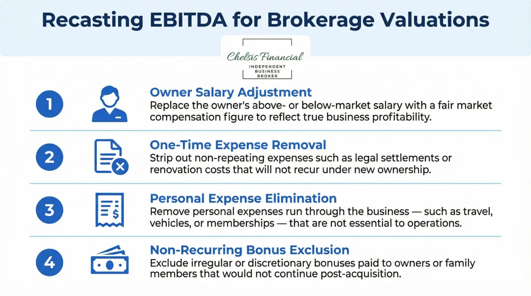 Four common EBITDA normalization adjustments for brokerage business valuation