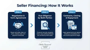 3-step seller financing process from negotiation to repayment completion