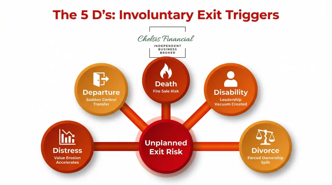 The 5 D's of ownership transition planning involuntary exit triggers explained