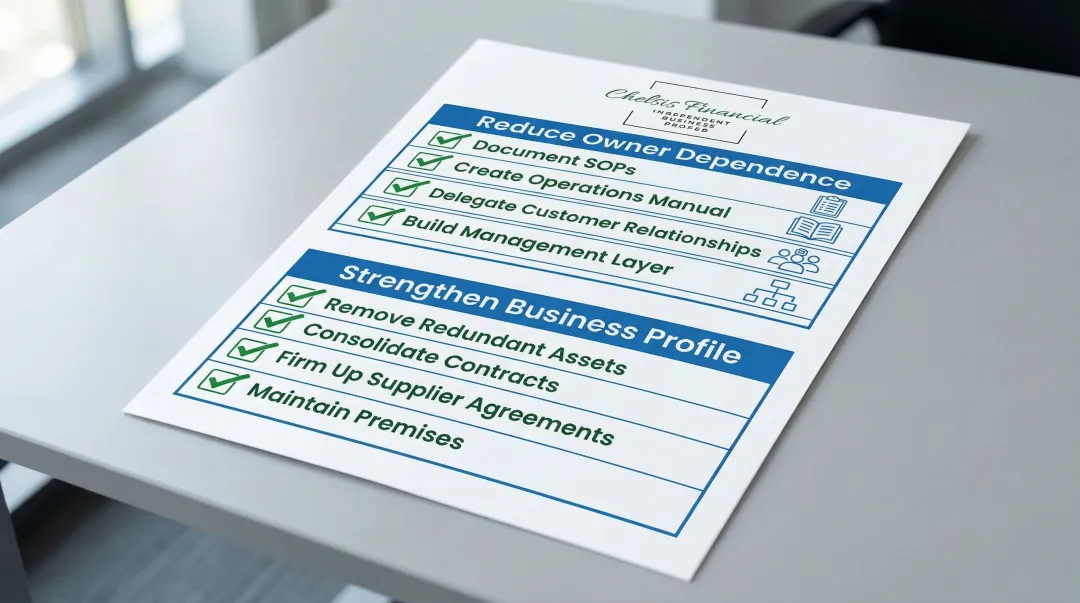 Business operational preparation checklist reducing owner dependence before sale