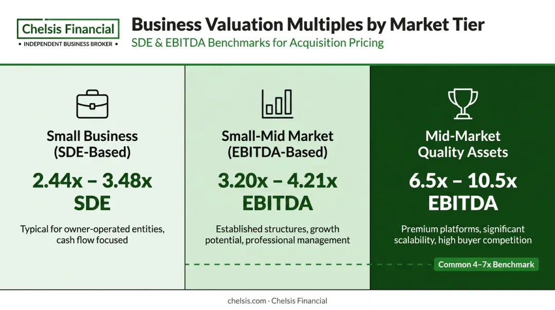 Food manufacturing business valuation multiples comparison chart by deal size