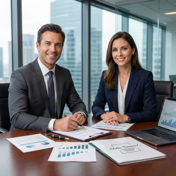 M&A advisor consulting with small business owner about mergers and sales strategy