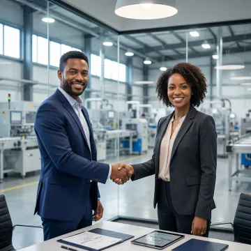 Illinois manufacturing business owner shaking hands with buyer after successful sale