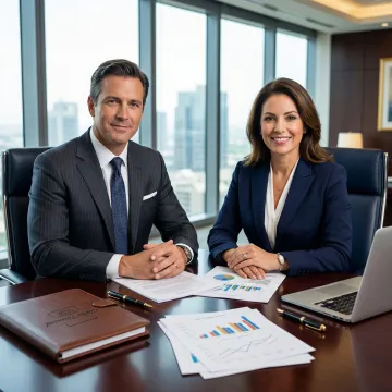 M&A advisors reviewing corporate restructuring documents in a professional boardroom setting