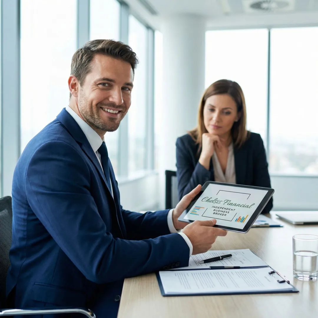 M&A advisor presenting a business valuation report to a business owner