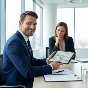 M&A advisor presenting a business valuation report to a business owner