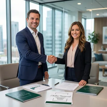 Business broker consulting with cleaning company owner about M&A services