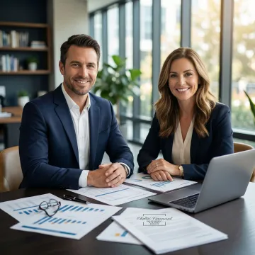 Business broker reviewing documents with a client during the sale process